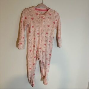 GAP Pink Bears Print Baby Footie 3-6M